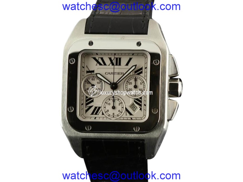 Cartier Santos 100 XL W20090X8 Automatic Chronograph Leather Watch Cartier