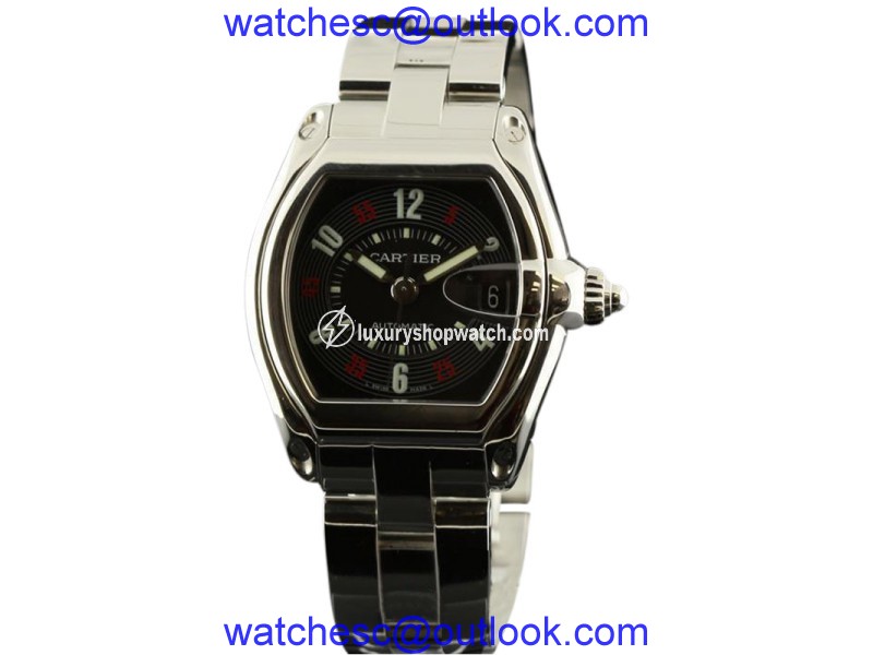 Cartier Roadster W62002V3 Large Steel Automatic Black/Red Arabic Mens Watch Cartier