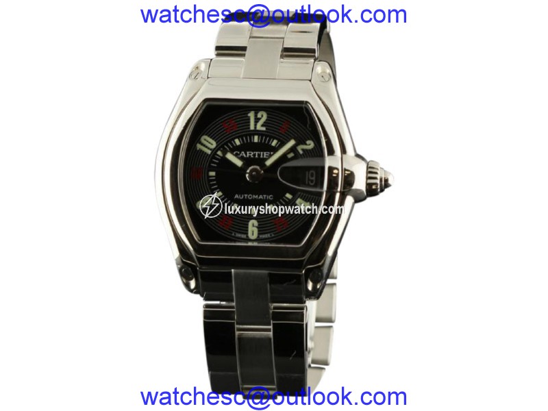 Cartier Roadster W62025V3 Large Steel Automatic Black Arabic Mens Watch Cartier