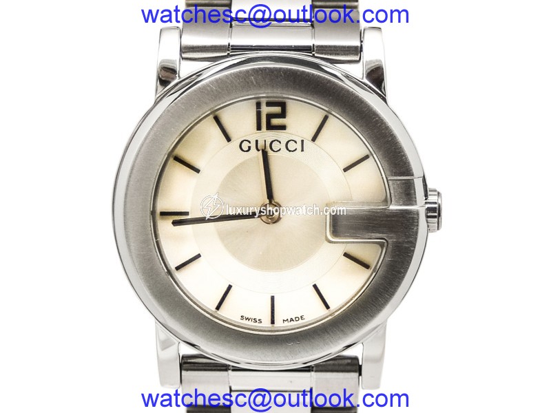 Gucci 101L All Stainless Steel Silver Dial Round Bezel Quartz Womens Watch Gucci