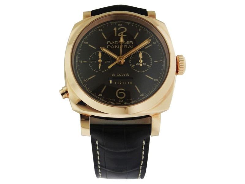 Panerai Radiomir PAM 502 8 days GMT Oro Ros 1940 Chrono Monopulsante Mens Watch Panerai