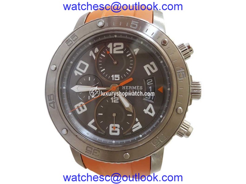 Hermes Clipper Divers Chronograph Titanium & Rubber 44mm Watch |
