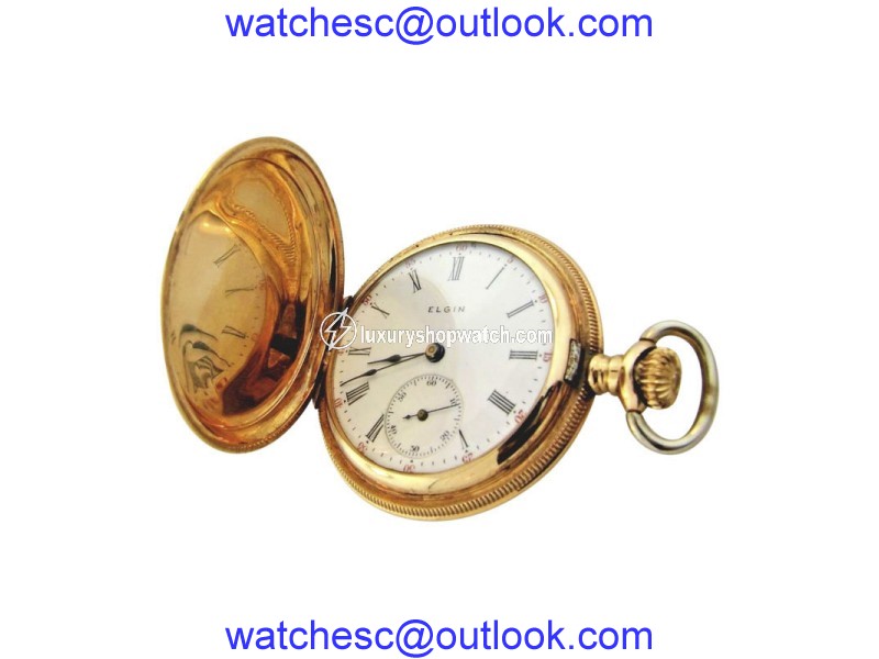Elgin 14K Yellow Gold Hunter Case Womens Pocket Watch Elgin