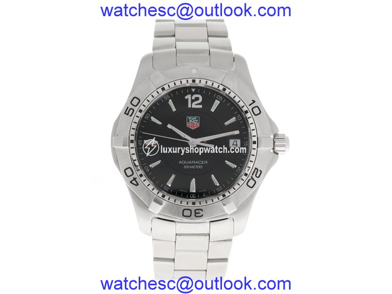 Tag Heuer Aquaracer Date Stainless Quartz WAF1110 Black Dial 38mm Watch Tag Heuer