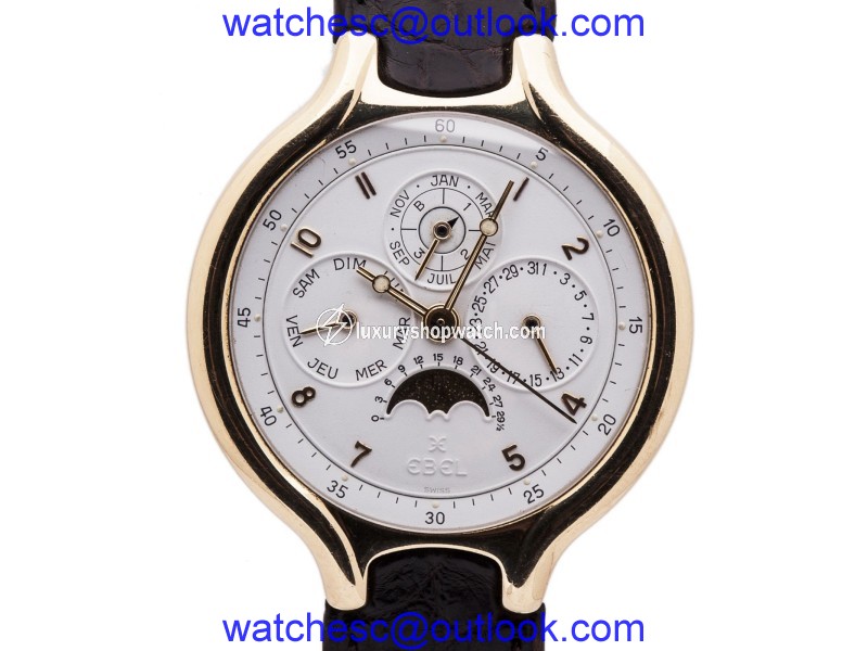 Ebel Beluga Perpetual Calendar 8129960 18K Gold Automatic 36mm Mens Watch Ebel