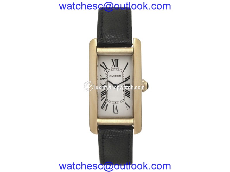 Cartier Tank Americaine 1720 Quartz 18K Yellow Gold Leather 22mm Unisex Watch Cartier