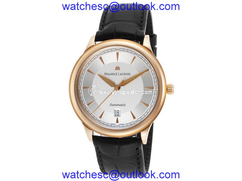 Maurice Lacroix Les Classiques LC6008-PG101-130-BLK 18K Rose Gold 40mm Mens Watch Maurice Lacroix