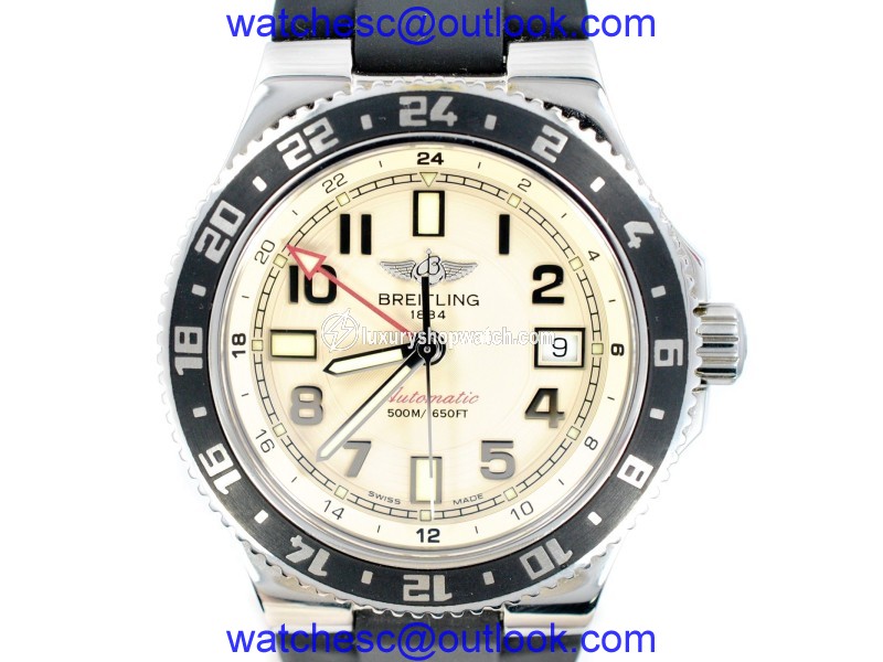 Breitling Aeromarine GMT A32380 Stainless Steel Automatic Ivory Dial 42mm Mens Watch Breitling