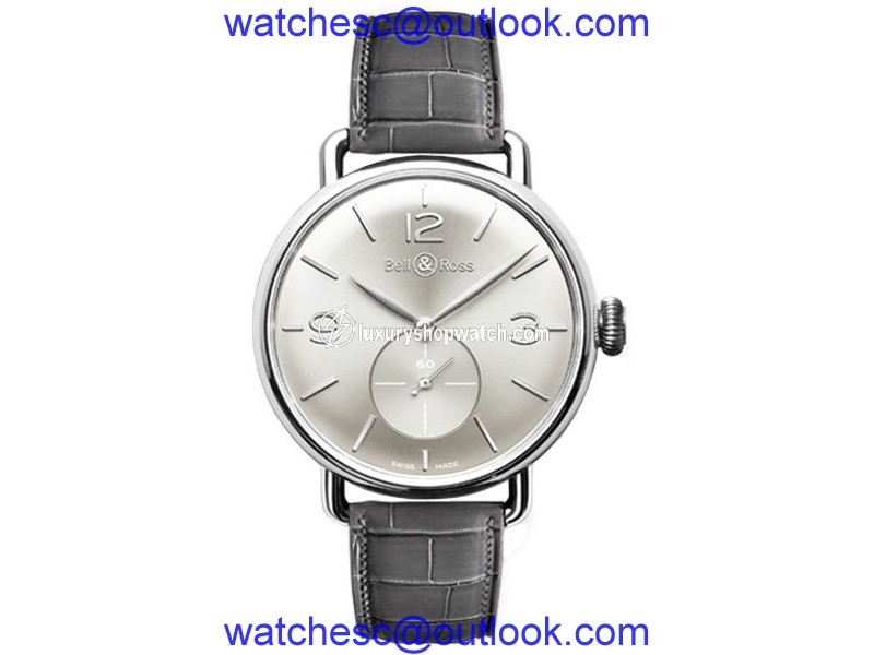 Bell & Ross WW1 BRWW1-ME-AG-SI/SCR Argentium/ Leather 41mm Mens Watch Bell & Ross