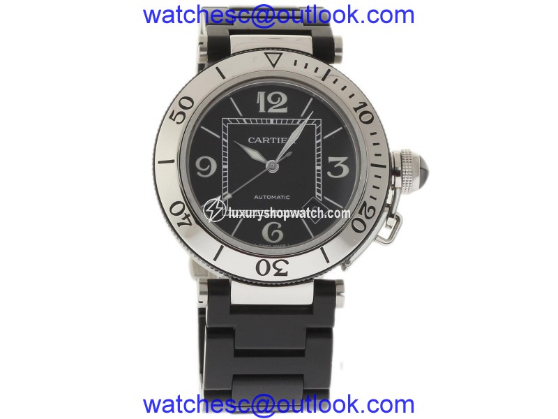 Cartier Pasha Seatimer W31077U2 Stainless Steel & Rubber Black Dial Automatic 40mm Unisex Watch Cartier