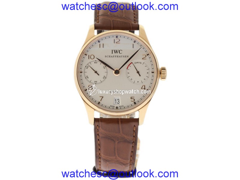 IWC Portuguese IW500113 18K Rose Gold & Leather Automatic 42mm Mens Watch IWC