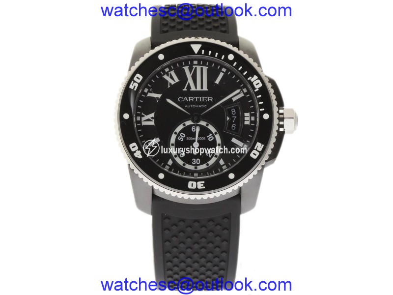 Cartier Calibre De WSCA0006 Stainless Steel & Black Rubber Automatic 42mm Mens Watch Cartier