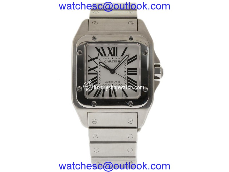 Cartier Santos 100 W200737G Stainless Steel White Dial Automatic 38mm Mens Watch Cartier