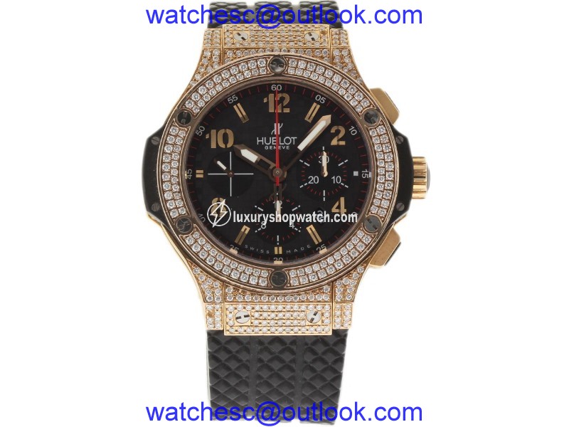 Hublot Big Bang 341.PB.131.RX Rose Gold Diamond Bezel 41mm Mens Watch Hublot