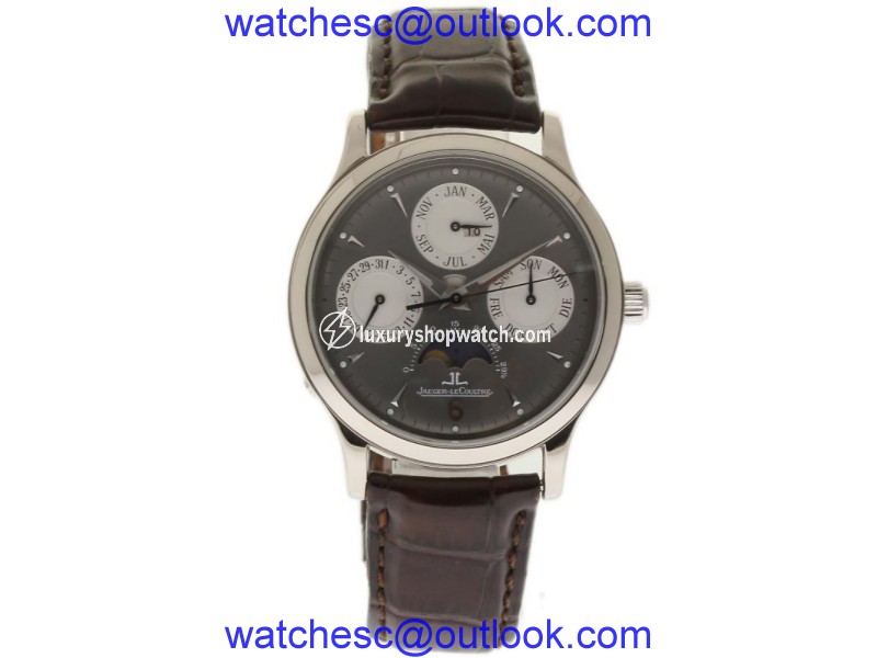 Jaeger Lecoultre Master Quantieme 140.3.80 White Gold & Leather 37mm Mens Watch Jaeger Lecoultre