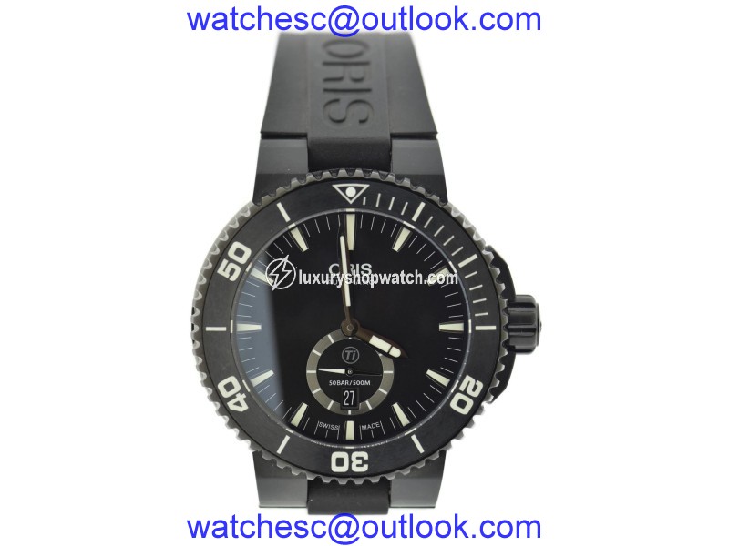 Oris Aquis Ttitan 7674 Black Titanium & Rubber Automatic 46mm Mens Watch Oris