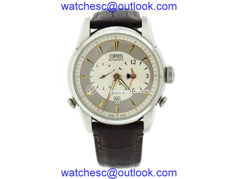 Oris Artelier Worldtimer 7581 Stainless Steel & Leather Automatic 41mm Mens Watch Oris