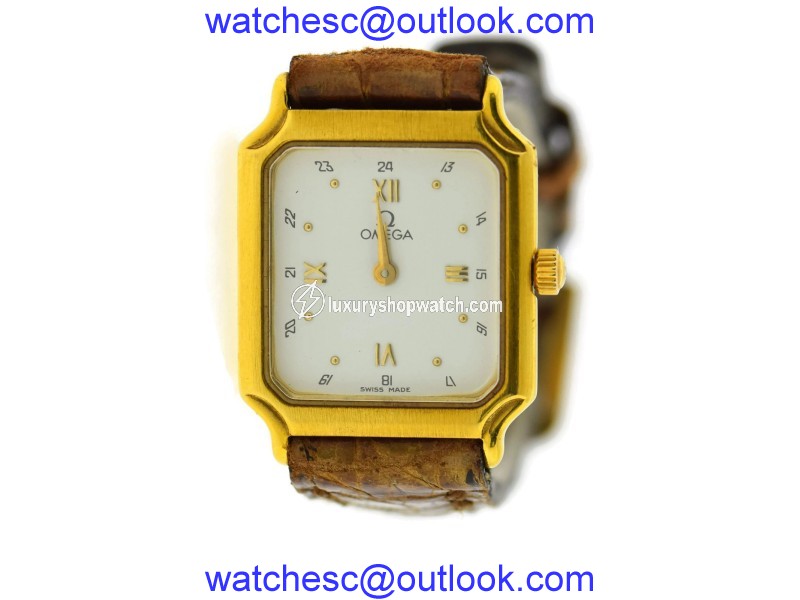 Omega 18K Yellow Gold / Leather Vintage 20mm Womens Watch Omega