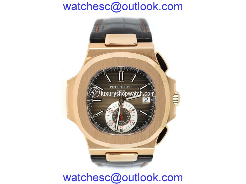 Patek Philippe Nautilus 5980R-001 18K Rose Gold / Leather 40.5mm Mens Watch Patek Philippe