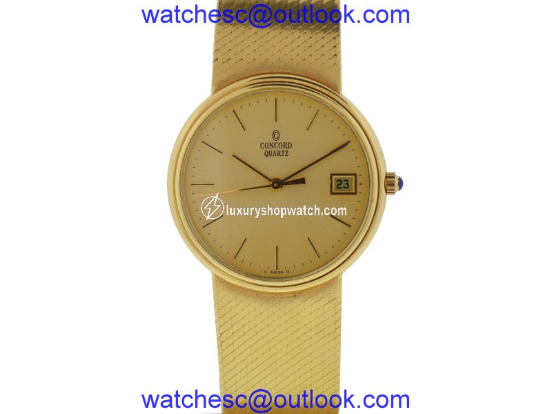 Concord 14K Yellow Gold Quartz Vintage 33mm Mens Watch Concord
