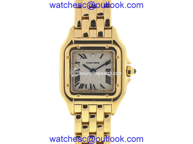 Cartier Panthere 18K Yellow Gold Love Heart Dial Quartz 21mm Womens Watch Cartier