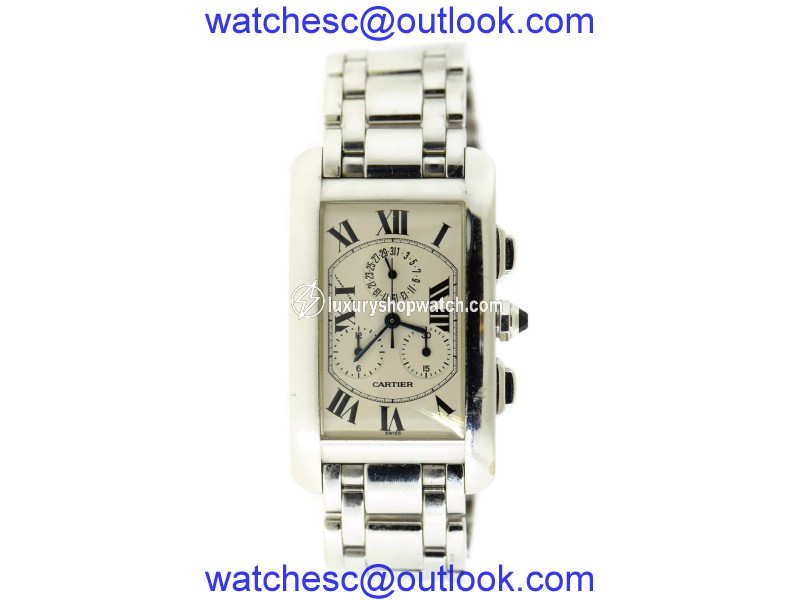 Cartier Tank Americaine 2312 18K White Gold Quartz 45mm Mens Watch Cartier