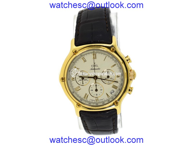 Ebel 1911 8134901 18K Yellow Gold & Leather Automatic 40mm Mens Watch Ebel