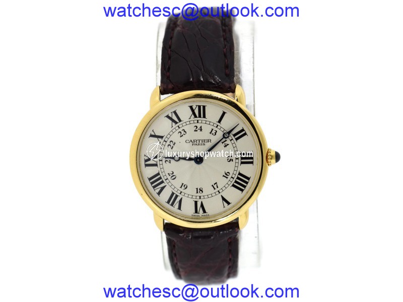 Cartier Ronde Louis 0900 18K Yellow Gold & Leather Manual 33.5mm Womens Watch Cartier