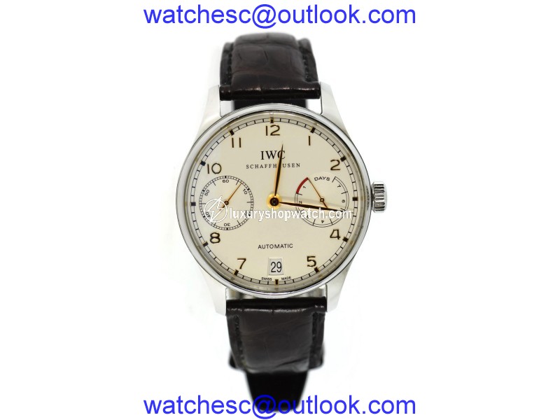 IWC Portuguese 7 Day IW500114 Stainless Steel & Leather Automatic 42.3mm Mens Watch IWC