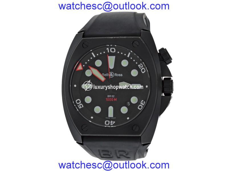 Bell & Ross BR 02 Marine BR02-20-S PVD Coated Stainless Steel Automatic 44mm Mens Watch Bell & Ross