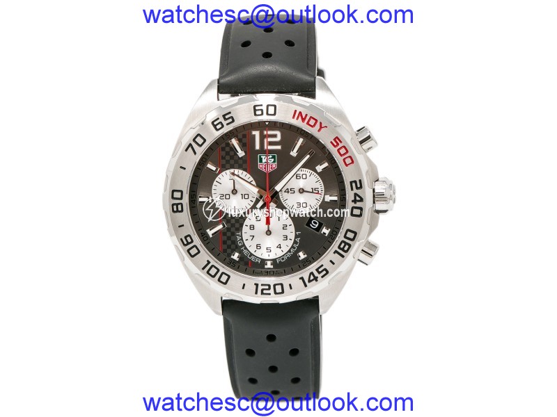 Tag Heuer Formula 1 Indy CAZ 1114 Stainless Steel & Rubber Gray Dial Quartz 42mm Mens Watch Tag Heuer