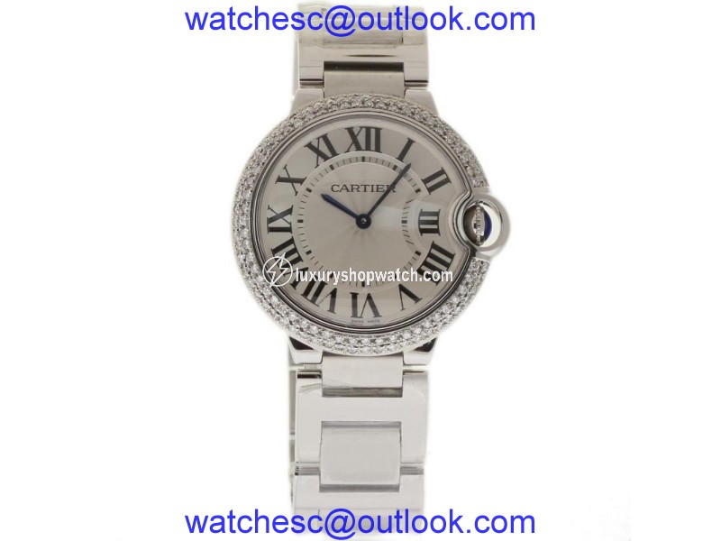 Cartier Ballon Bleu W69011Z4 36mm Stainless Steel with Custom Diamond Quartz 36mm Unisex Watch Cartier