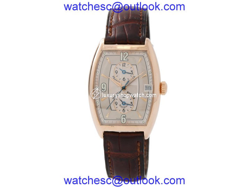 Franck Muller Master Banker Havana 2852MBHV 18K Rose Gold & Leather Automatic Mens 34mm Watch Frank Muller
