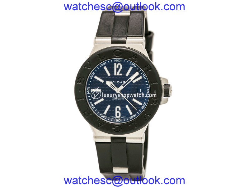 Bulgari Diagono DG40SV Stainless Steel & Rubber Black Dial Automatic 40mm Mens Watch Bulgari