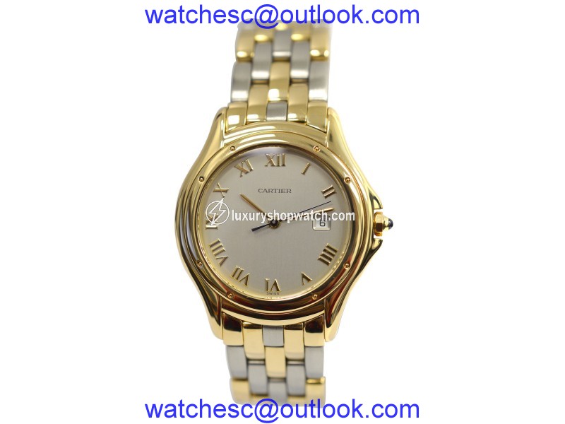 Cartier Cougar Panthere 887904C 18K Yellow Gold & Stainless Steel Quartz 33mm Unisex Watch Cartier