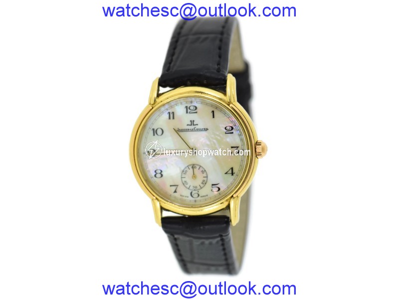 Jaeger LeCoultre 18K Yellow Gold & Leather MOP Dial Quartz Vintage 32mm Unisex Watch Jaeger-LeCoultre