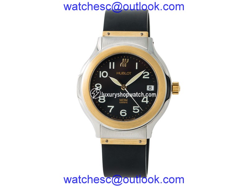 Hublot MDM 1710.2 18K Yellow Gold Automatic Black Dial Rubber Band 37mm Unisex Watch Hublot