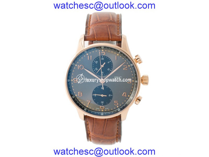 IWC IW371482 18K Rose Gold & Leather Gray Dial Automatic 41mm Mens Watch IWC