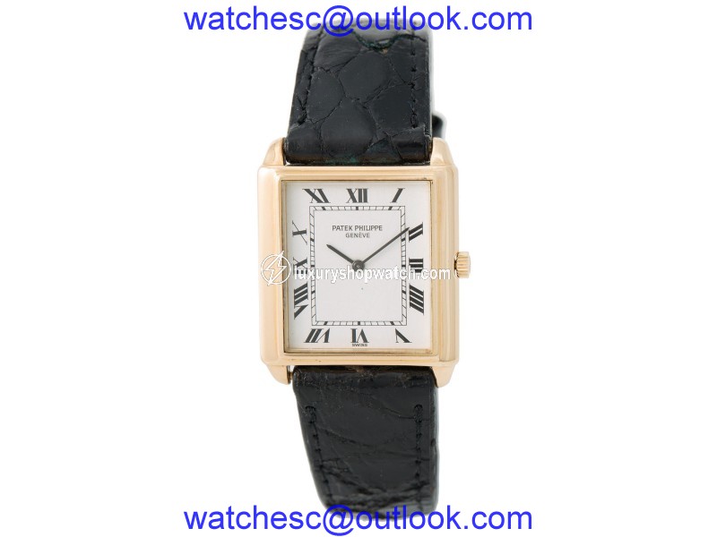 Patek Philippe 3671 18K Yellow Gold & Leather White Dial Manual 26mm Mens Watch Patek Philippe