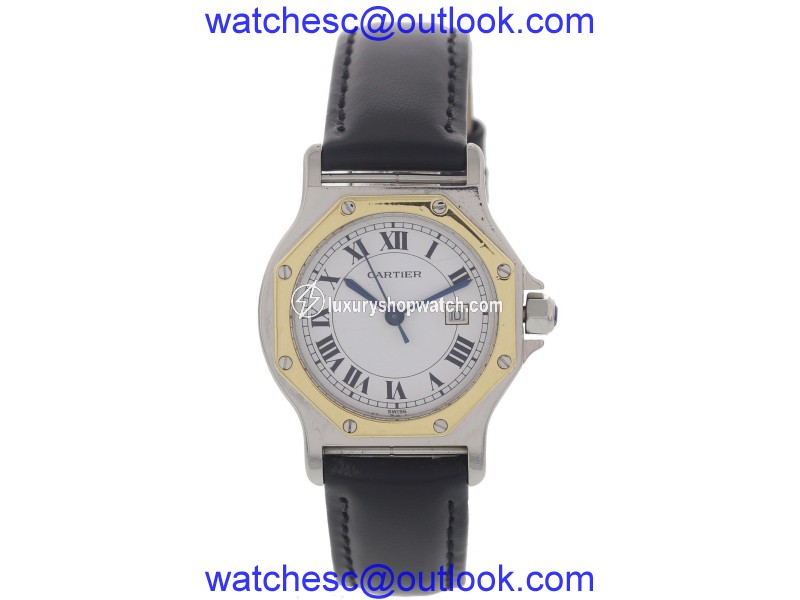 Cartier Santos Octagon 18K Yellow Gold & Stainless Steel Automatic Womens Watch Cartier