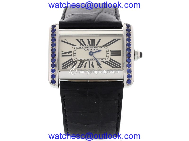 Cartier 2600 Tank Divan Sapphire Stainless Steel Unisex Watch Cartier