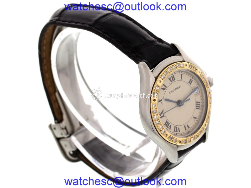 Cartier Panthere Cougar 187906 18K Yellow Gold Stainless Steel Diamond Womens Watch Cartier