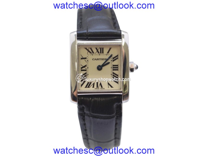 Cartier Tank Francaise 2403 18K White gold / Leather 23mm Womens Watch Cartier