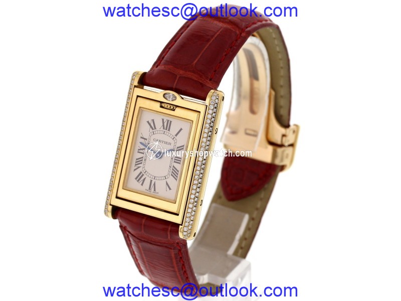 Cartier Tank Basculante 2506 18K Yellow Gold & Diamonds Womens Watch Cartier