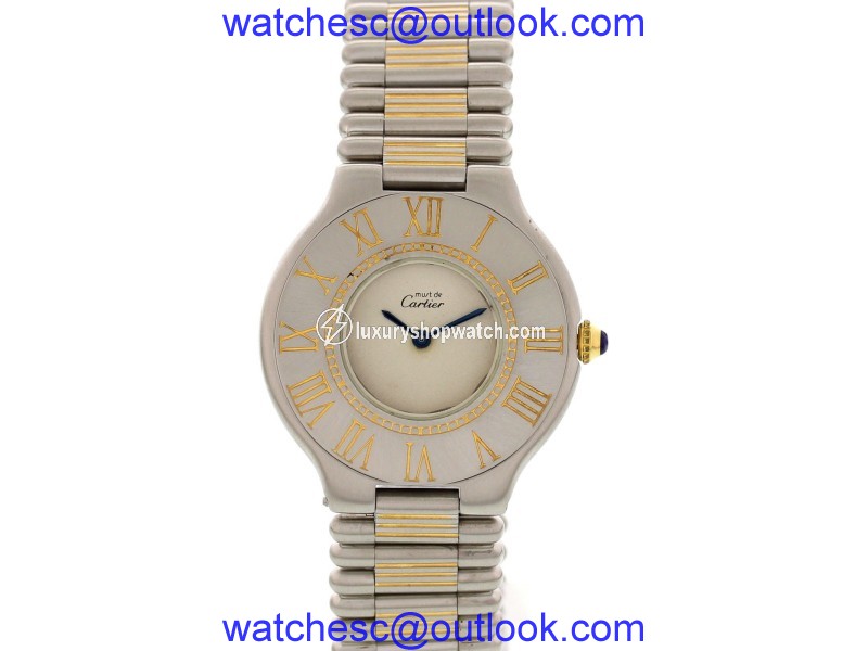 Cartier Must De 21 Gold Plated & Stainless Steel 30mm Watch Cartier