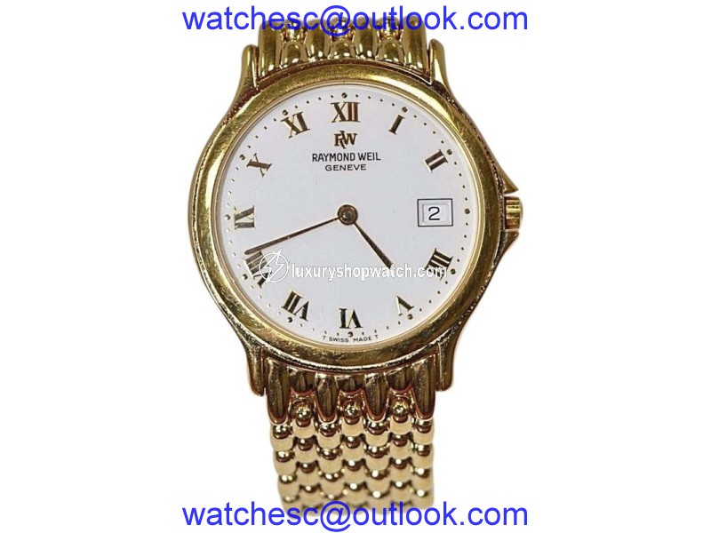 Raymond Weil 5568 Yellow Gold Tone Stainless Steel White Dial Quartz Men's Watch Raymond Weil