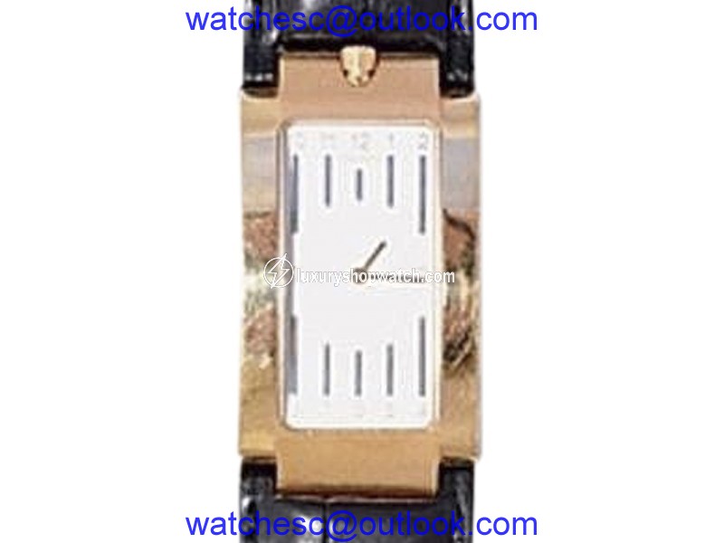 Movado Elliptica 18K Rose Gold & Leather Silver Face Automatic 25mm x 38mm Mens Watch Movado