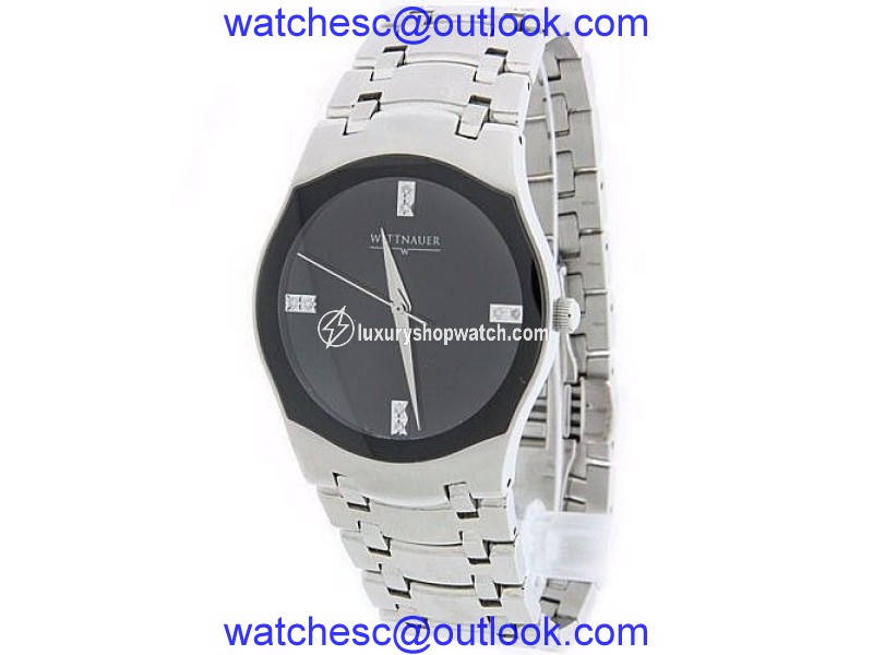 Wittnauer C8671097 Stainless Steel Diamond Sapphire Crystal Black Face 38mm Mens Watch Wittnauer