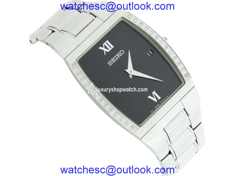 Seiko 7N39-0BL0 Stainless Steel wDiamond Black Dial 30mm Mens Watch Seiko