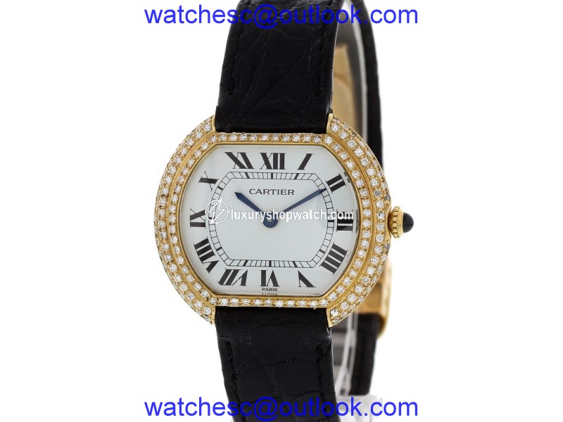 Cartier Paris 18K Yellow Gold & Diamonds 33mm Womens Watch Cartier